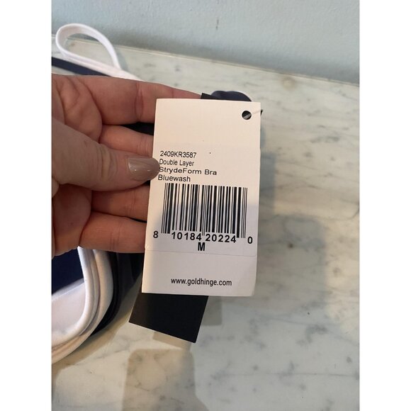 Gold Hinge StrydeForm Sports Bra Womens Medium Bluewash Double Layer NWT - Picture 3 of 4